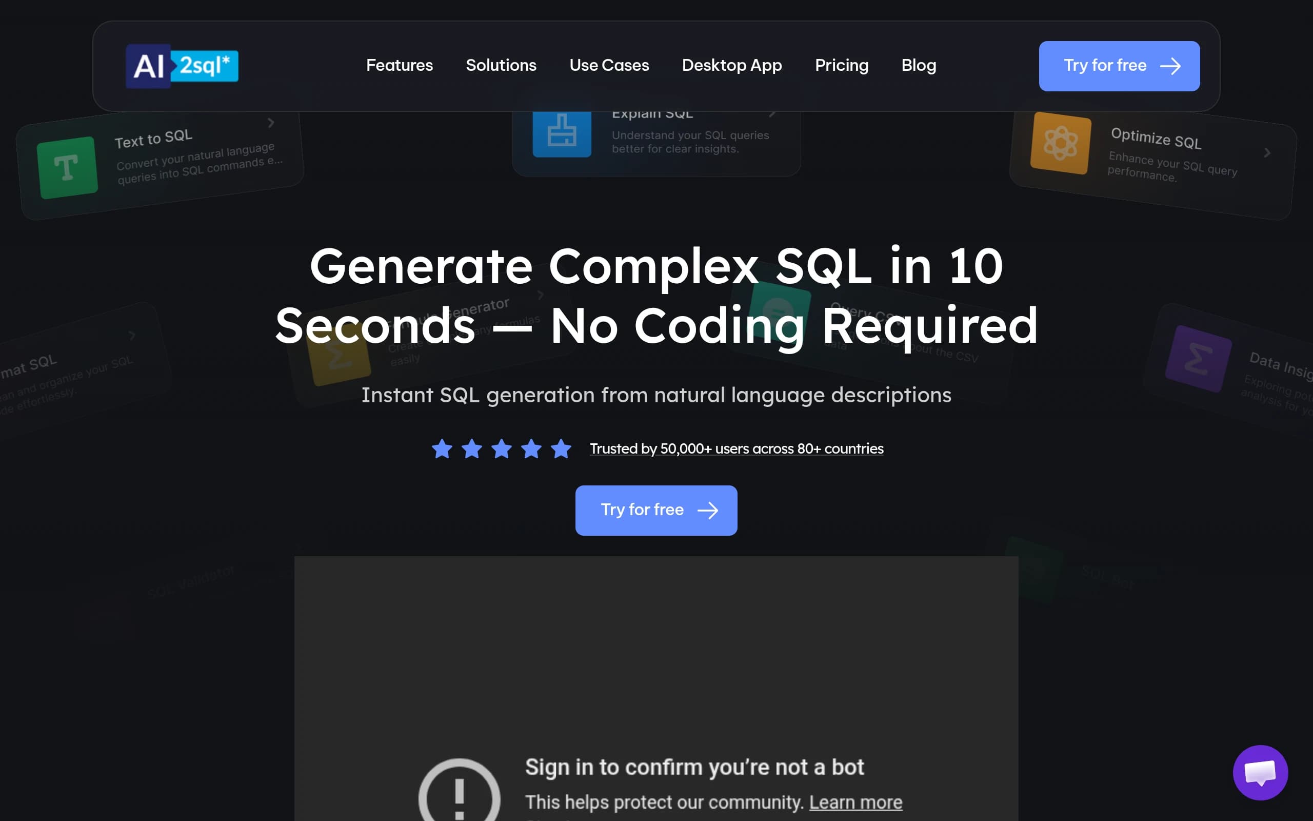 AI2sql screenshot